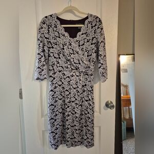 Jessica Howard Purple and Silver Floral Lace Dress